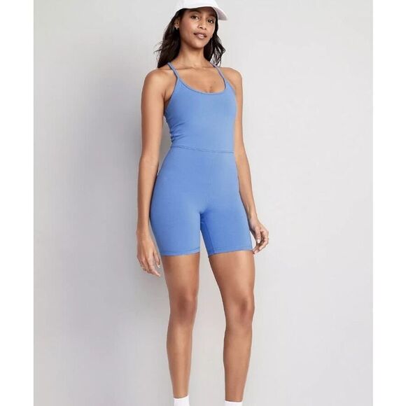 Old Navy Power Chill Cami Jumpsuit Womens Size XL Blue Go Dry‎ Racerback Stretch - Picture 1 of 10
